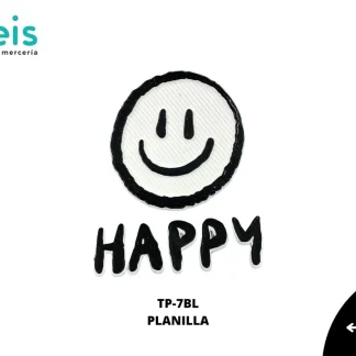 PARCHES RELIEVE Y ESTAMPADO CARA FELIZ HAPPY TP-7BL 3.5cmX5cm 30 PIEZAS/PLANILLA BLANCO