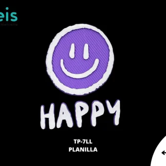 PARCHES RELIEVE Y ESTAMPADO CARA FELIZ HAPPY TP-7LL 3.5cmX5cm 30 PIEZAS/PLANILLA LILA