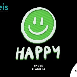 PARCHES RELIEVE Y ESTAMPADO CARA FELIZ HAPPY TP-7VD 3.5cmX5cm 30 PIEZAS/PLANILLA VERDE