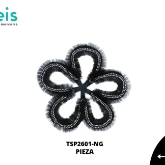 PARCHES BORDADOS Y ESTAMBRE FLOR CONTORNO TULL TSP2601-NG 19cmX19cm NEGRO