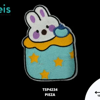 PARCHES BORDADOS Y ESTAMBRE CONEJO TSP4234 12.5cmX17.5cm AZUL