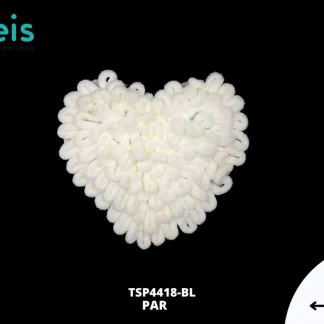 PARCHES BORDADOS Y ESTAMBRE CORAZON CHENIL TSP4418-BL 16cmX15cm BLANCO