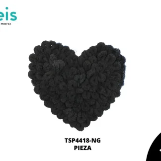 PARCHES BORDADOS Y ESTAMBRE CORAZON CHENIL TSP4418-NG 16cmX15cm NEGRO