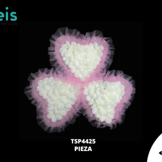 PARCHES BORDADOS Y ESTAMBRE TRES CORAZONES CHENIL TSP4425 24cmX22cm