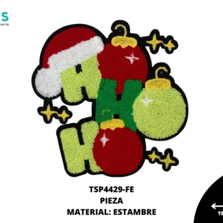 PARCHES BORDADOS Y ESTAMBRE NAVIDEÑO ESFERAS HO HO HO TSP4429-FE 19.5cmX20cm