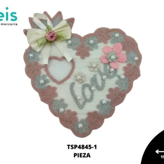 PARCHES BORDADOS Y ESTAMBRE CORAZON CON PERLAS TSP4845-1 15.5cmX16cm