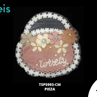 PARCHES BORDADOS Y ESTAMBRE BOLSA CON FLORES LOVELY TSP5993-CM 16cmX16cm ROSA