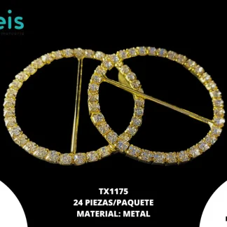 HEBILLA METÁLICA STRASS CIRCULAR 46mm TX1175 DORADO