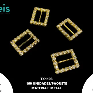 HEBILLA METÁLICA STRASS CUADRADA REF TZ1193 DORADO