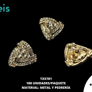 BOTON PLASTICO PATA DECORADOS TRIANGULO TX5781 20mm 100 PZ/PQT KC DORADO