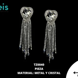 PRENDEDOR METAL CORAZON TZ0040 PLATA CRISTAL