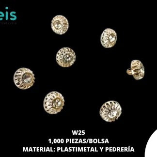 BOTON DORADO 18L C/PIEDRA W25 1000U/PAQUETE