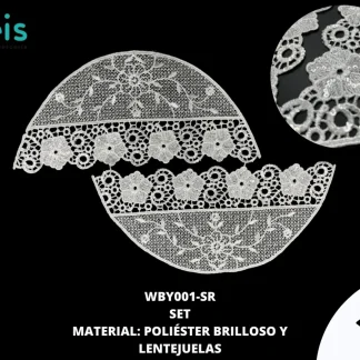 MANGA POLIESTER CON LENTEJUELA WBY001-SR 25 PZ/PQT BLANCO