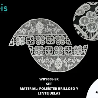 MANGA POLIESTER CON LENTEJUELA WBY008-SR 25 PZ/PQT BLANCO