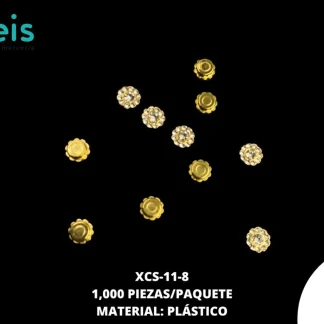 REMACHES PLASTICO FLOR XCS-11 8mm 1,000 PZ/PQT DORADO/CRISTAL