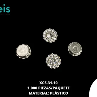 REMACHES PLASTICO FLOR XCS-31 10mm 1,000 PZ/PQT PLATA/BLANCO