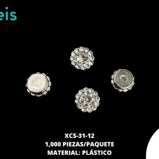REMACHES PLASTICO FLOR XCS-31 12mm 1,000 PZ/PQT PLATA/BLANCO