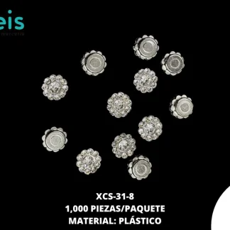 REMACHES PLASTICO FLOR XCS-31 8mm 1,000 PZ/PQT PLATA/BLANCO