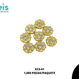 REMACHES PLASTICO FLOR XCS-41 12mm 1,000 PZ/PQT DORADO/CRISTAL