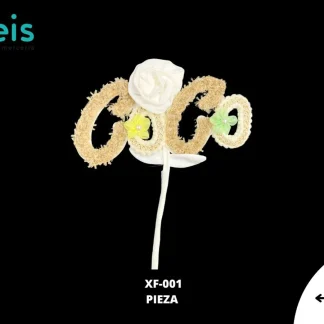 PARCHES BORDADOS Y ESTAMBRE LETRAS COCO CON flor XF-001 24.5cmX32cm 25 PZ/PQT CAFÉ