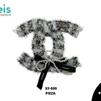 PARCHES PEDRERIA CHANEL CON MOÑO XF-009 25 PZ/PQT NEGRO