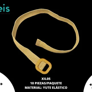 CINTAS YUTE CINTURON ELASTICO XIL05 4cm x 100 cm 10 PZ/PQT BEIGE