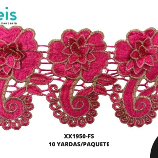 GUIPIUR BORDADO 3D XX1950-FS FIUSHA 12 CM 10 YARDAS/PAQUETE