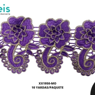 GUIPIUR BORDADO 3D XX1950-MO MORADO 12 CM 10 YARDAS/PAQUETE