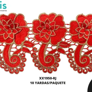 GUIPIUR BORDADO 3D XX1950-RJ ROJO 12 CM 10 YARDAS/PAQUETE
