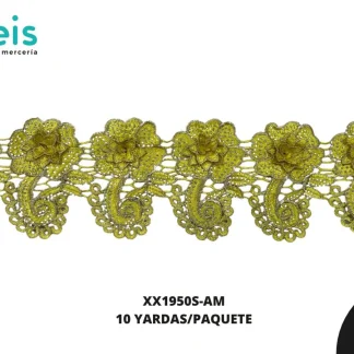 GUIPIUR BORDADO DECORADO XX1950S-AM AMARILLO 12 CM 10 YARDAS/PAQUETE