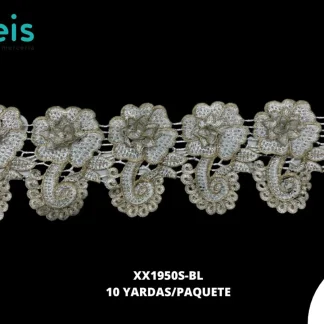 GUIPIUR BORDADO DECORADO XX1950S-BL BLANCO 12 CM 10 YARDAS/PAQUETE
