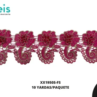 GUIPIUR BORDADO DECORADO XX1950S-FS FIUSHA 12 CM 10 YARDAS/PAQUETE