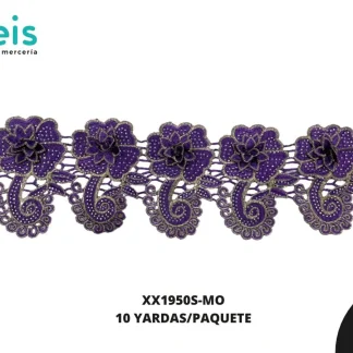 GUIPIUR BORDADO DECORADO XX1950S-MO MORADO 12 CM 10 YARDAS/PAQUETE