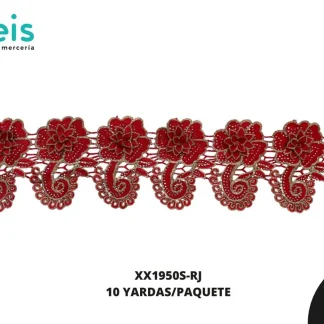 GUIPIUR BORDADO DECORADO XX1950S-RJ ROJO 12 CM 10 YARDAS/PAQUETE