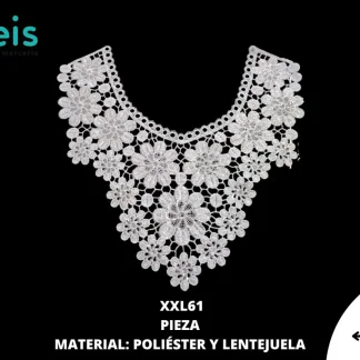CUELLOS POLIESTER BRILLOSO LENTEJUELA XXL61 36cmX34cm BLANCO