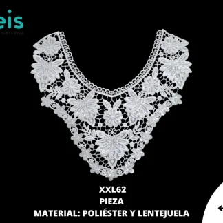 CUELLOS POLIESTER BRILLOSO LENTEJUELA XXL62 36cmX34cm BLANCO