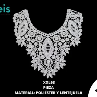 CUELLOS POLIESTER BRILLOSO LENTEJUELA XXL50 35cmX33cm BLANCO