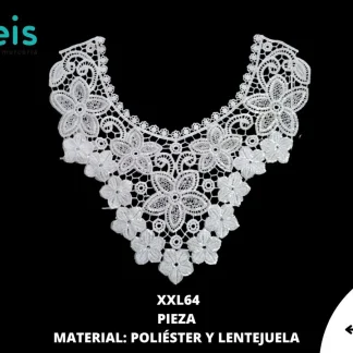 CUELLOS POLIESTER BRILLOSO LENTEJUELA XXL64 34cmX35cm BLANCO