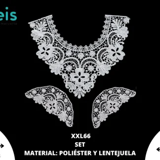 CUELLOS POLIESTER BRILLOSO SET LENTEJUELA XXL66 37cmX31cm BLANCO