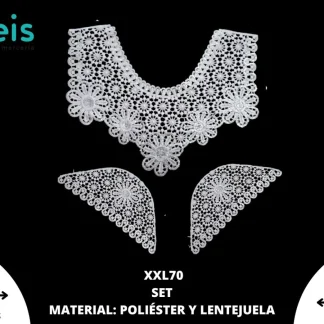 CUELLOS POLIESTER BRILLOSO LENTEJUELA XXL70 37cmX31cm BLANCO