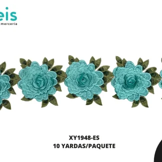 GUIPIUR BORDADO 3D XY1948-ES ESMERALDA 12 CM 10 YARDAS/PAQUETE