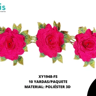GUIPIUR BORDADO 3D XY1948-FS FIUSHA 12 CM 10 YARDAS/PAQUETE
