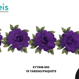 GUIPIUR BORDADO 3D XY1948-MO MORADO 12 CM 10 YARDAS/PAQUETE