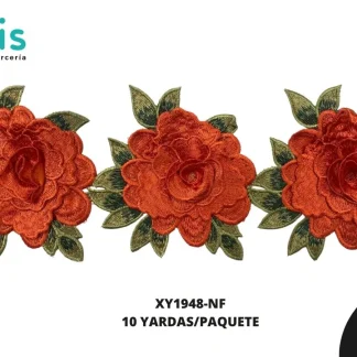 GUIPIUR BORDADO 3D XY1948-NF NARANJA F 12 CM 10 YARDAS/PAQUETE