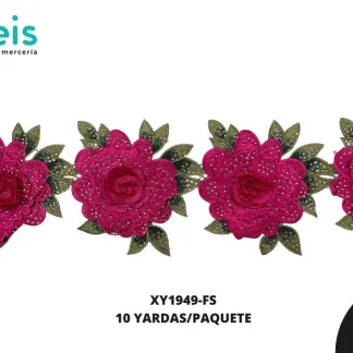GUIPIUR BORDADO DECORADO XY1949-FS FIUSHA 12 CM 10 YARDAS/PAQUETE
