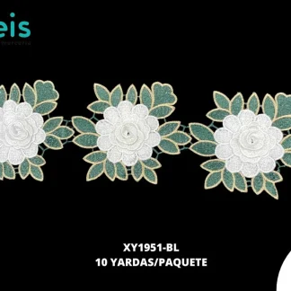 GUIPIUR BORDADO 3D XY1951-BL BLANCO 12 CM 10 YARDAS/PAQUETE