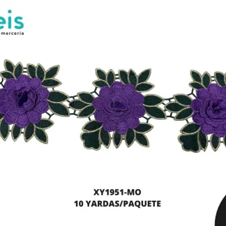 GUIPIUR BORDADO 3D XY1951-MO MORADO 12 CM 10 YARDAS/PAQUETE
