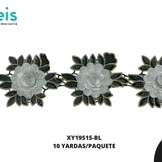 GUIPIUR BORDADO DECORADO XY1951S-BL BLANCO 12 CM 10 YARDAS/PAQUETE