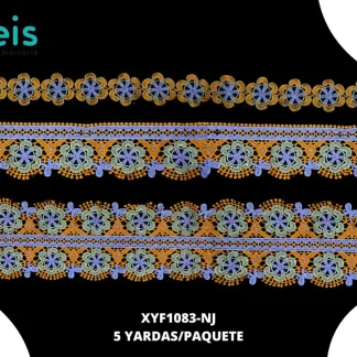 GUIPIUR BORDADO DECORADO XYF1083-NJ NARANJA SET 3 PZ 5 YARDAS/PAQUETE