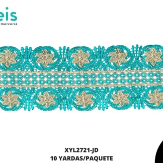 GUIPIUR BORDADO DECORADO XYL2721-JD JADE 15 CM 10 YARDAS/PAQUETE